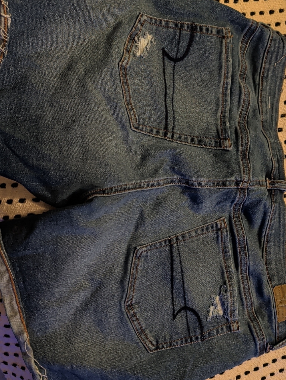 American Eagle Outfitters Ripped Denim Jean Shorts - Blue - Picture 3 of 4